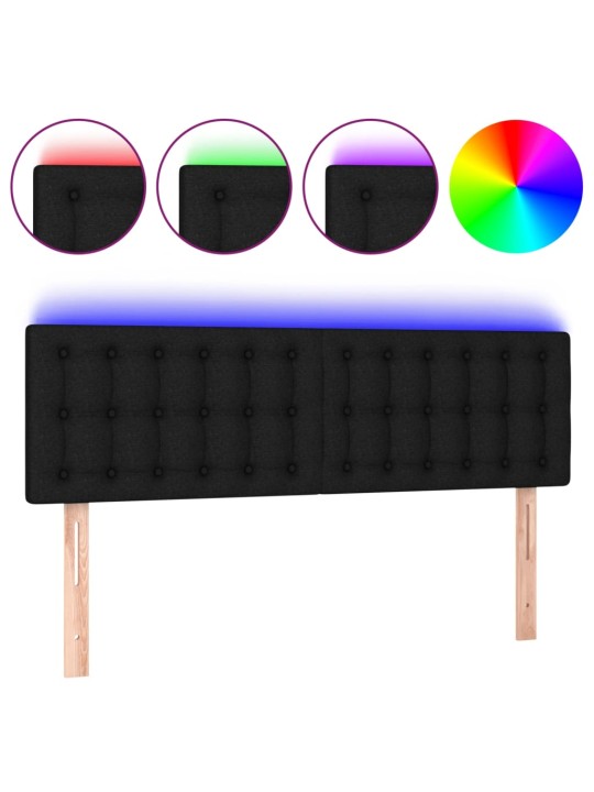 Galvūgalis su LED, juodos spalvos, 144x5x78/88cm, audinys