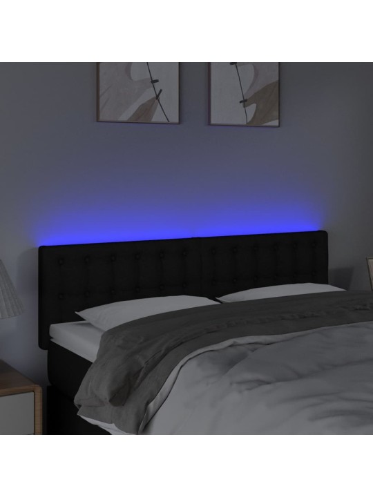Galvūgalis su LED, juodos spalvos, 144x5x78/88cm, audinys