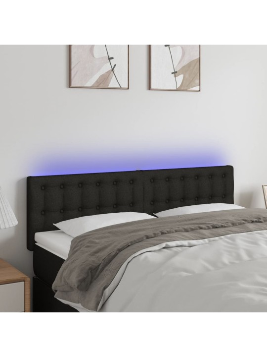 Galvūgalis su LED, juodos spalvos, 144x5x78/88cm, audinys