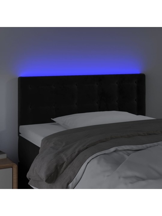 Galvūgalis su LED, juodos spalvos, 100x5x78/88cm, aksomas