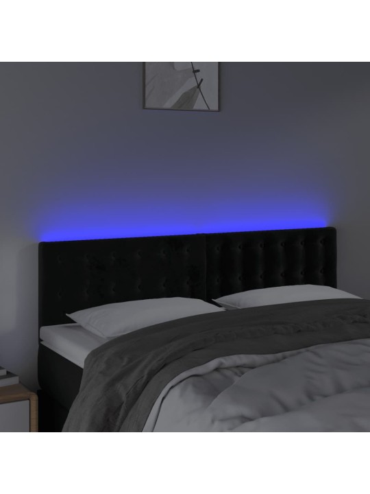 Galvūgalis su LED, juodos spalvos, 144x5x78/88cm, aksomas