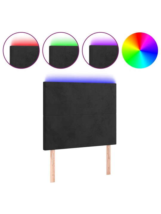 Galvūgalis su LED, juodos spalvos, 100x5x118/128cm, aksomas