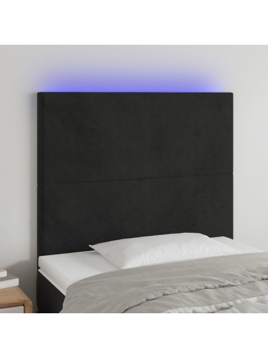 Galvūgalis su LED, juodos spalvos, 100x5x118/128cm, aksomas