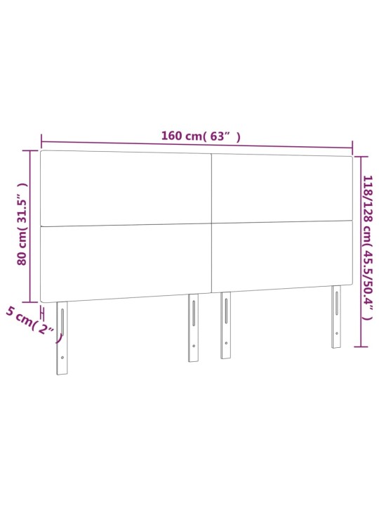 Galvūgalis su LED, baltos spalvos, 160x5x118/128 cm