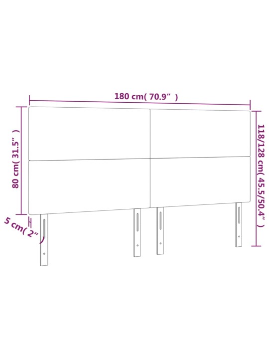 Galvūgalis su LED, baltos spalvos, 180x5x118/128cm dirbtinė oda