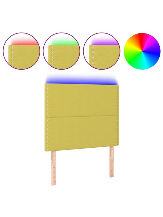 Galvūgalis su LED, žalios spalvos, 80x5x118/128cm, audinys