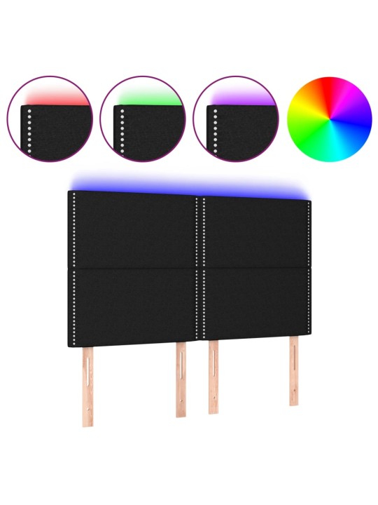 Galvūgalis su LED, juodos spalvos, 144x5x118/128cm, audinys