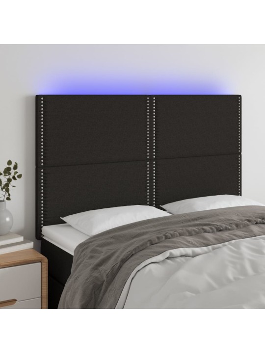 Galvūgalis su LED, juodos spalvos, 144x5x118/128cm, audinys