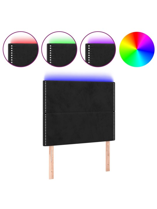 Galvūgalis su LED, juodos spalvos, 100x5x118/128cm, aksomas