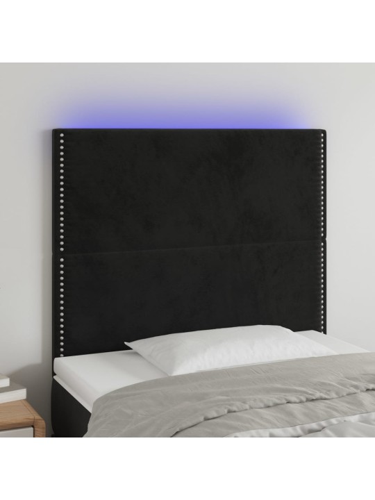 Galvūgalis su LED, juodos spalvos, 100x5x118/128cm, aksomas