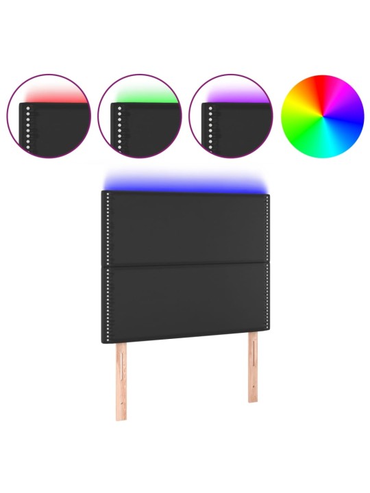 Galvūgalis su LED, juodos spalvos, 100x5x118/128cm dirbtinė oda