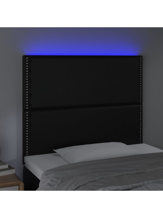 Galvūgalis su LED, juodos spalvos, 100x5x118/128cm dirbtinė oda