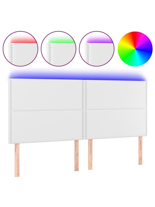 Galvūgalis su LED, baltos spalvos, 180x5x118/128cm dirbtinė oda