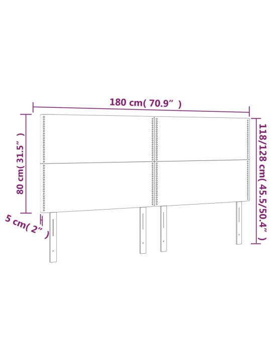 Galvūgalis su LED, baltos spalvos, 180x5x118/128cm dirbtinė oda