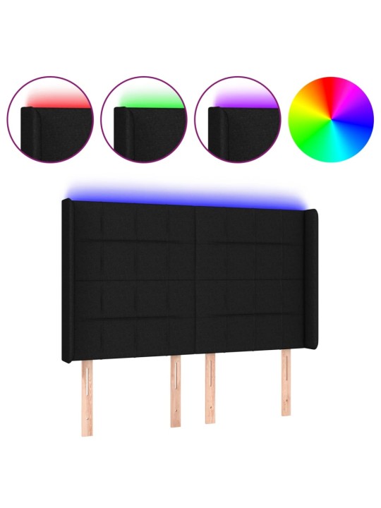Galvūgalis su LED, juodos spalvos, 144x5x118/128cm, audinys