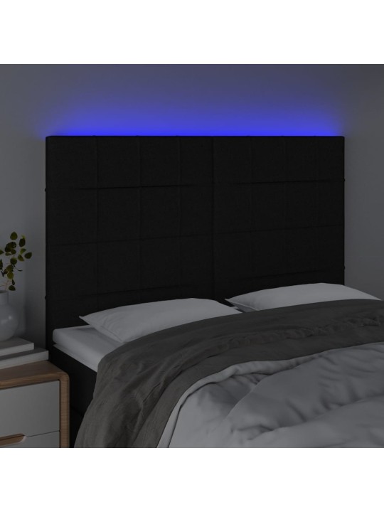 Galvūgalis su LED, juodos spalvos, 144x5x118/128cm, audinys