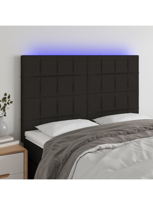 Galvūgalis su LED, juodos spalvos, 144x5x118/128cm, audinys
