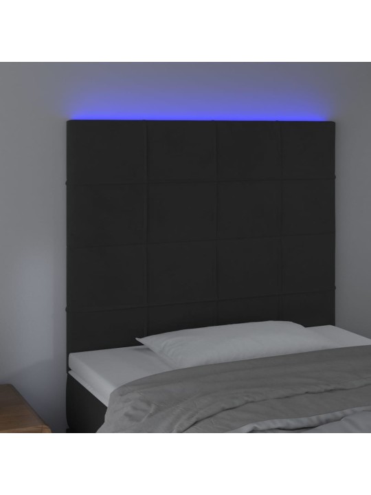 Galvūgalis su LED, juodos spalvos, 100x5x118/128cm, aksomas