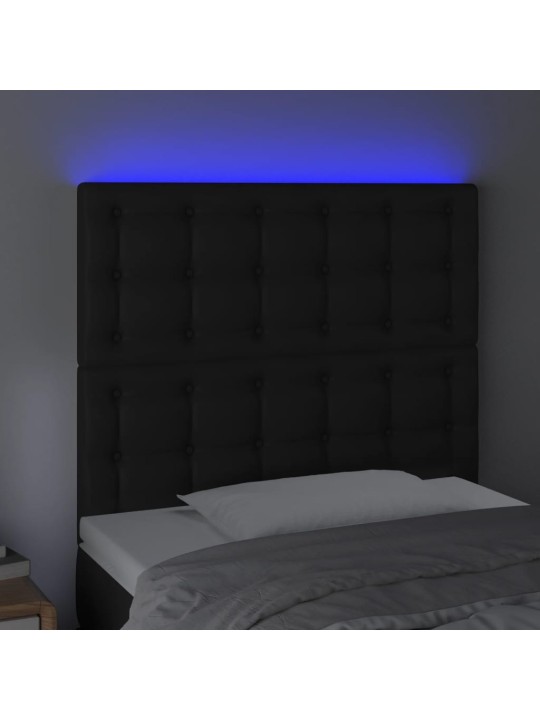 Galvūgalis su LED, juodos spalvos, 100x5x118/128cm dirbtinė oda