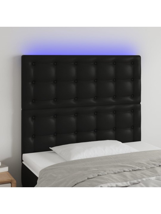 Galvūgalis su LED, juodos spalvos, 100x5x118/128cm dirbtinė oda