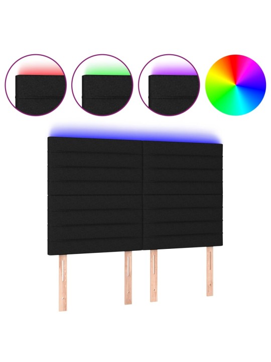 Galvūgalis su LED, juodos spalvos, 144x5x118/128cm, audinys