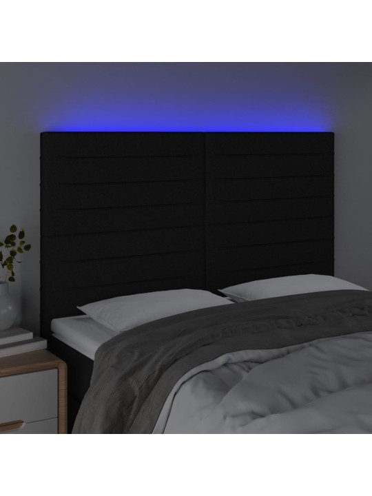 Galvūgalis su LED, juodos spalvos, 144x5x118/128cm, audinys