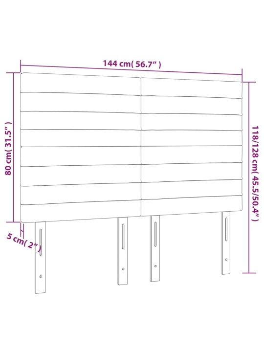 Galvūgalis su LED, juodos spalvos, 144x5x118/128cm, audinys