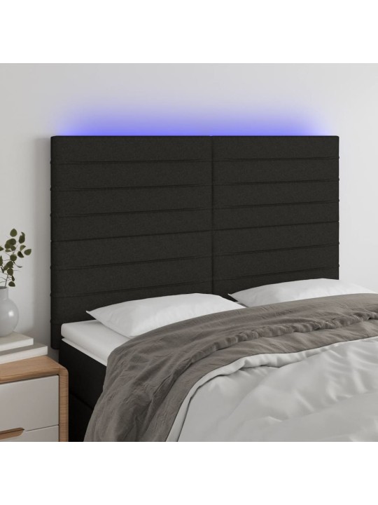 Galvūgalis su LED, juodos spalvos, 144x5x118/128cm, audinys