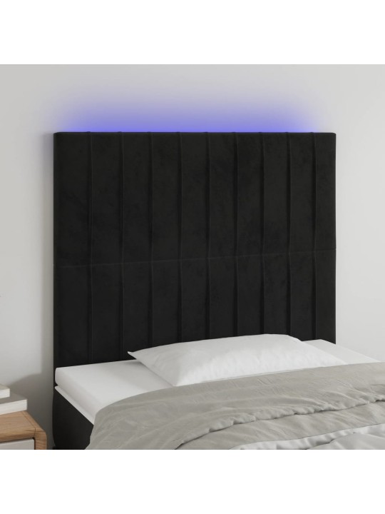 Galvūgalis su LED, juodos spalvos, 100x5x118/128cm, aksomas