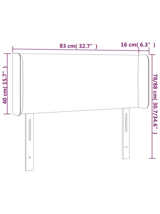 Galvūgalis su LED, baltos spalvos, 83x16x78/88cm, dirbtinė oda