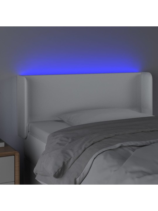 Galvūgalis su LED, baltos spalvos, 93x16x78/88cm, dirbtinė oda