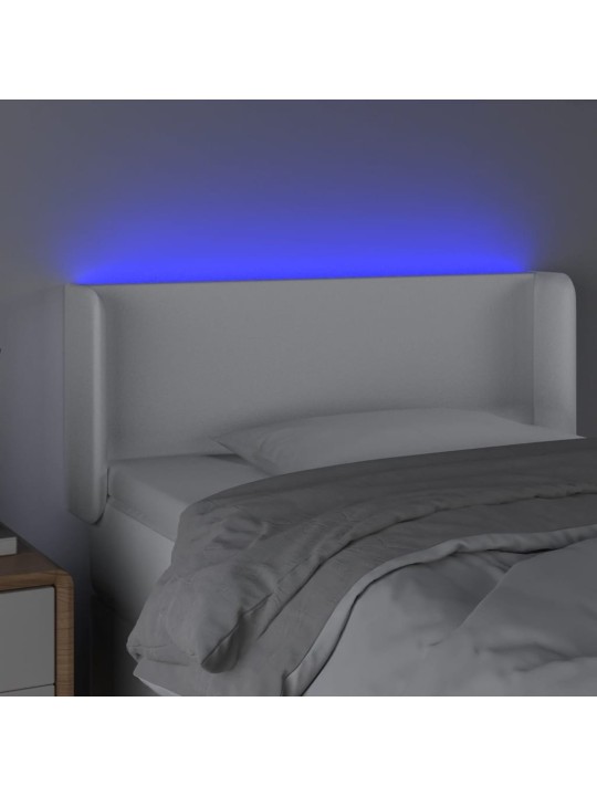 Galvūgalis su LED, baltos spalvos, 103x16x78/88cm, dirbtinė oda