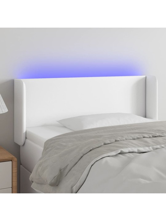 Galvūgalis su LED, baltos spalvos, 103x16x78/88cm, dirbtinė oda