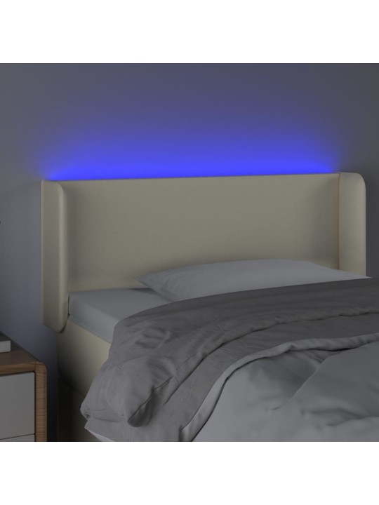 Galvūgalis su LED,kreminės spalvos,103x16x78/88cm, dirbtinė oda