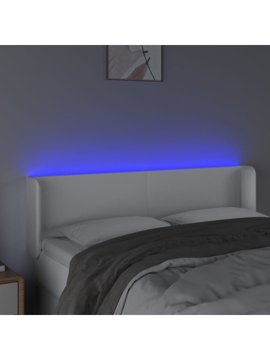 Galvūgalis su LED, baltos spalvos, 147x16x78/88cm, dirbtinė oda