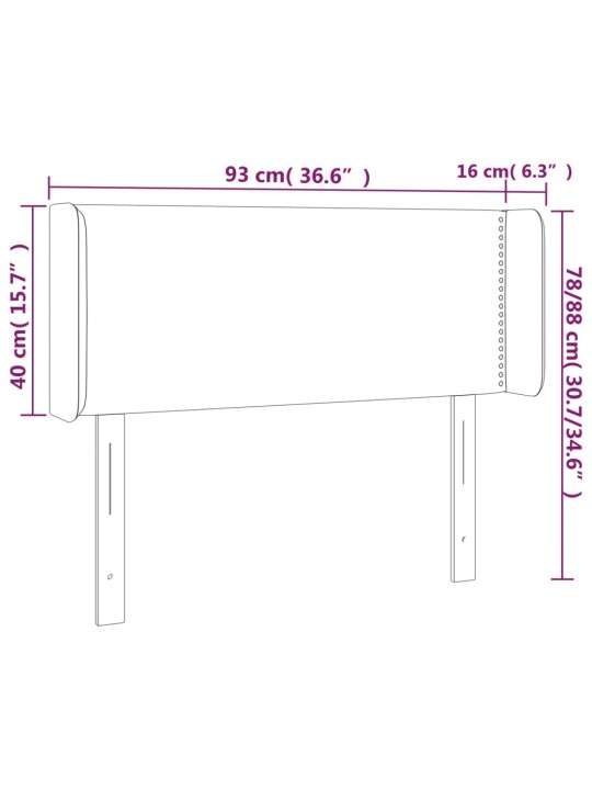 Galvūgalis su LED, baltos spalvos, 93x16x78/88cm, dirbtinė oda