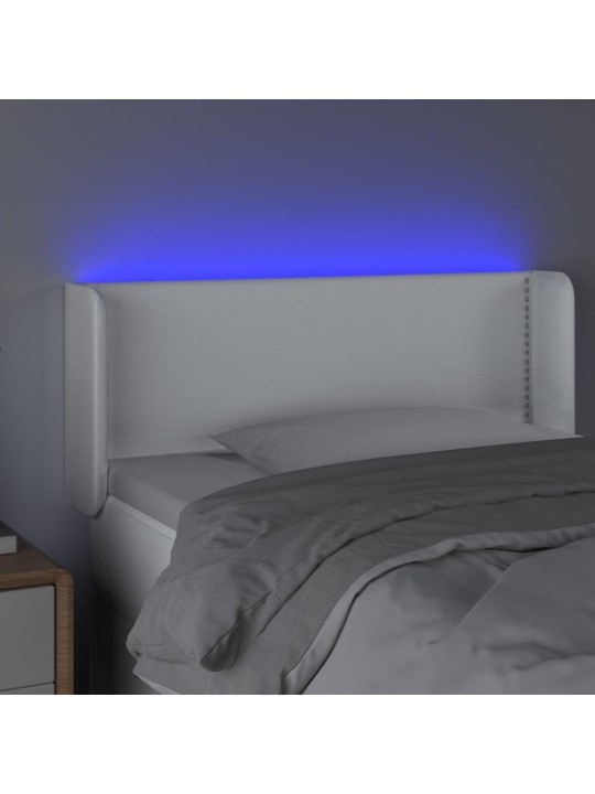 Galvūgalis su LED, baltos spalvos, 103x16x78/88cm, dirbtinė oda