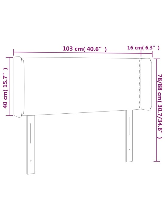 Galvūgalis su LED, baltos spalvos, 103x16x78/88cm, dirbtinė oda