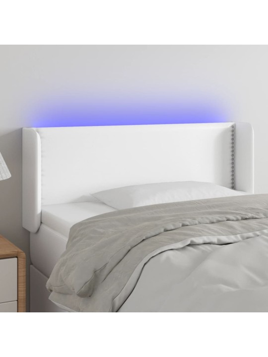 Galvūgalis su LED, baltos spalvos, 103x16x78/88cm, dirbtinė oda