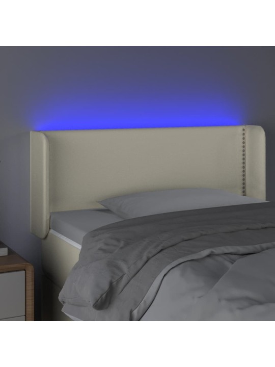 Galvūgalis su LED,kreminės spalvos,103x16x78/88cm, dirbtinė oda