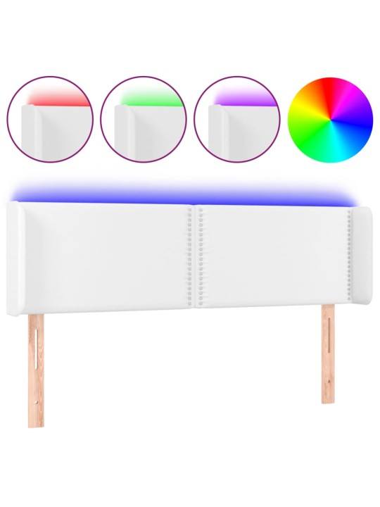 Galvūgalis su LED, baltos spalvos, 147x16x78/88cm, dirbtinė oda