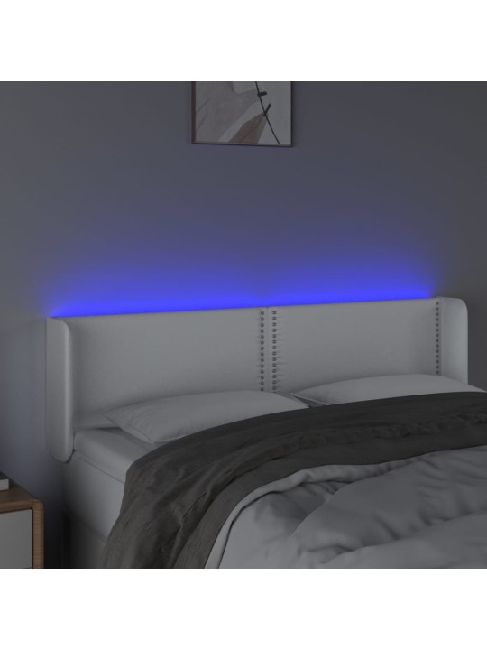 Galvūgalis su LED, baltos spalvos, 147x16x78/88cm, dirbtinė oda