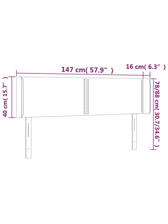 Galvūgalis su LED, baltos spalvos, 147x16x78/88cm, dirbtinė oda
