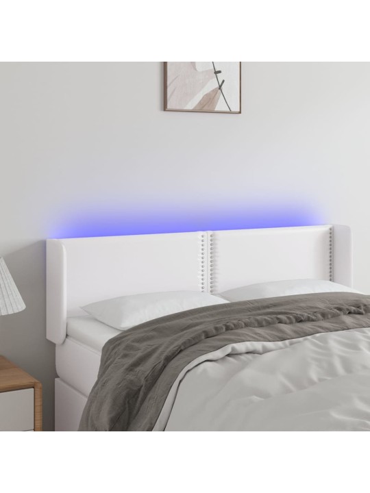 Galvūgalis su LED, baltos spalvos, 147x16x78/88cm, dirbtinė oda