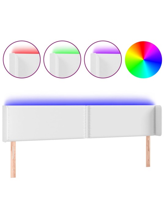 Galvūgalis su LED, baltos spalvos, 163x16x78/88cm, dirbtinė oda