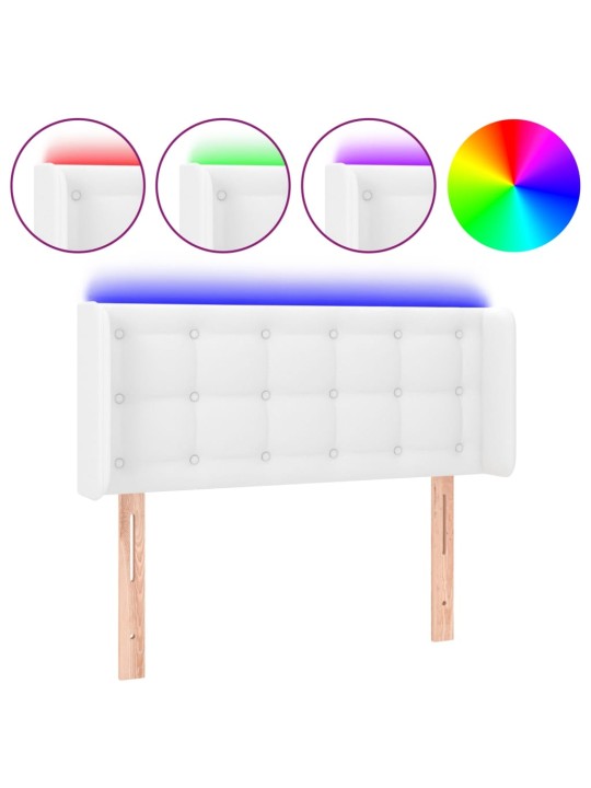Galvūgalis su LED, baltos spalvos, 83x16x78/88cm, dirbtinė oda