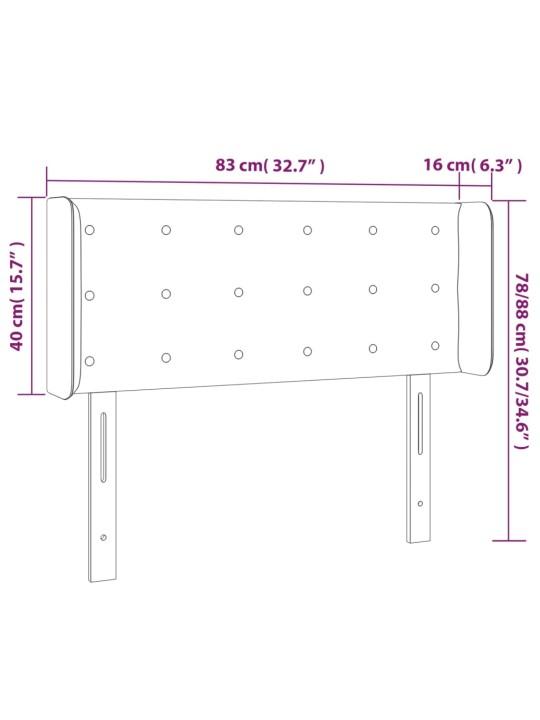 Galvūgalis su LED, baltos spalvos, 83x16x78/88cm, dirbtinė oda