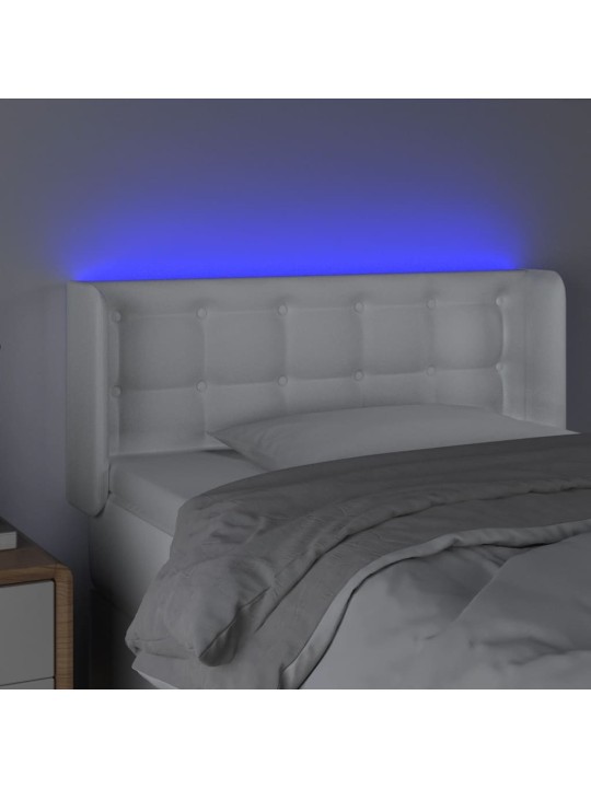 Galvūgalis su LED, baltos spalvos, 93x16x78/88cm, dirbtinė oda