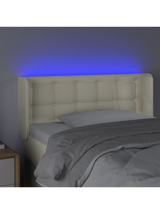 Galvūgalis su LED,kreminės spalvos,103x16x78/88cm, dirbtinė oda