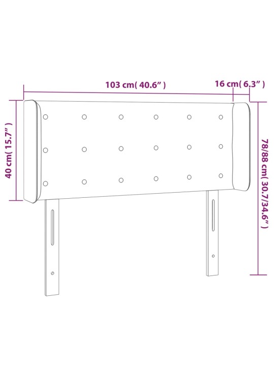 Galvūgalis su LED,kreminės spalvos,103x16x78/88cm, dirbtinė oda